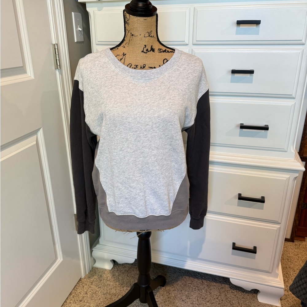 Gray and White Colorblock Sweatshirt